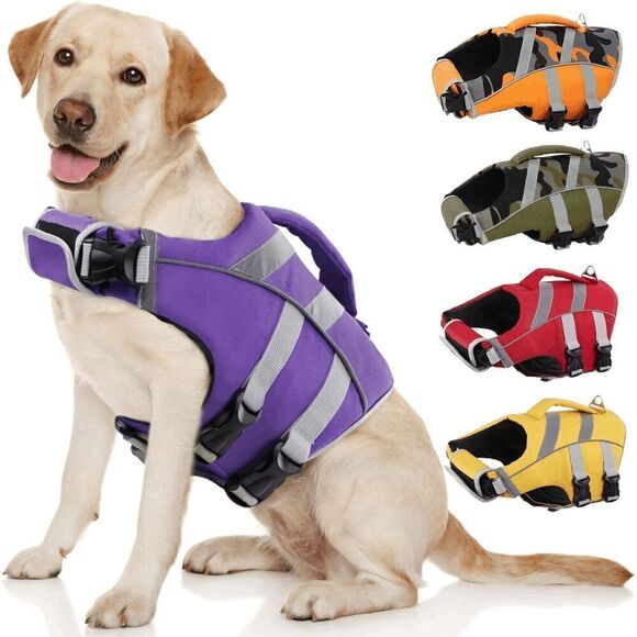 Kuoser Other - NEW Open Box Kuoser 2XL Dog Purple Life Jacket with Reflective Stripes, Adj